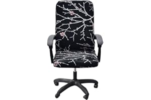 NILUOH Stretch Office Chair Cover with Zipper Printed Computer Chair Cover for Armrest Chair Universal Removable Spandex Rotating Boss Chair Slipcovers Soft Desk Chair Seat Protector for Dogs, Cats (L, 36)