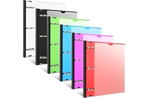 INFUN 1.5 Inch Telescoping 3 Ring Binder - 6PCS, Flexible Round Binder with Customizable Front Cover and Clear Catalog Pocket, 1.5Inch Rings, 370 Sheet Capacity