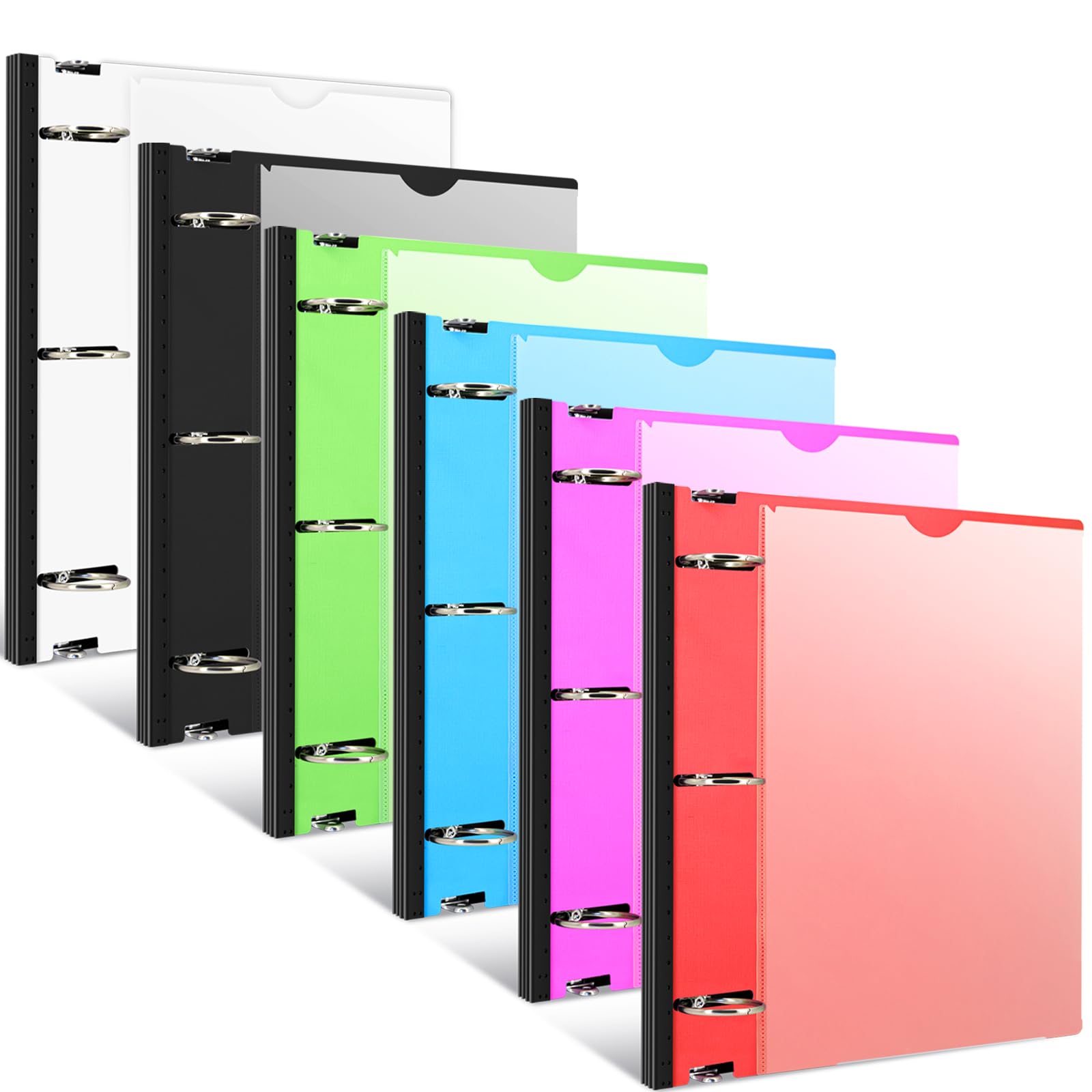Photo 1 of INFUN 1.5 Inch Telescoping 3 Ring Binder - 6PCS, Flexible Round Binder with Customizable Front Cover and Clear Catalog Pocket, 1.5Inch Rings, 370 Sheet Capacity