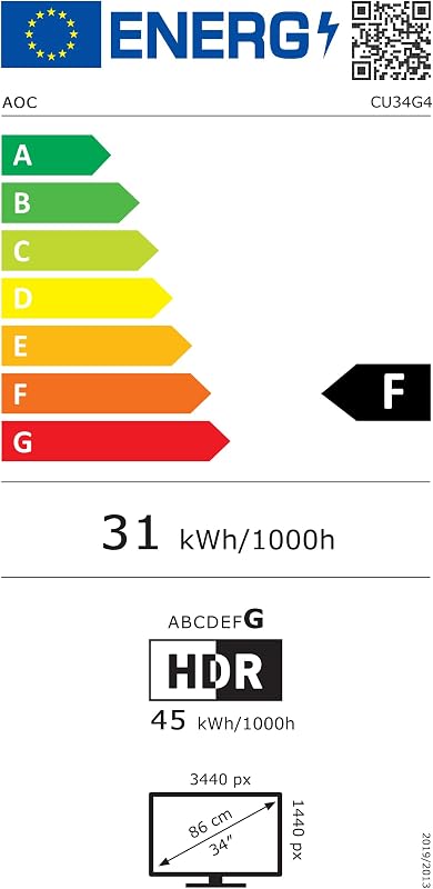 Gaming Monitor CU34G4AD 34 pollici Curvo 3440x1440, UW-QHD, 180Hz, Fast VA Panel, 1ms GtG, Height Adjustment, (HDMI2x 2.0 DP 1x 1.4) HDR10, FreeSync Premium, Nero