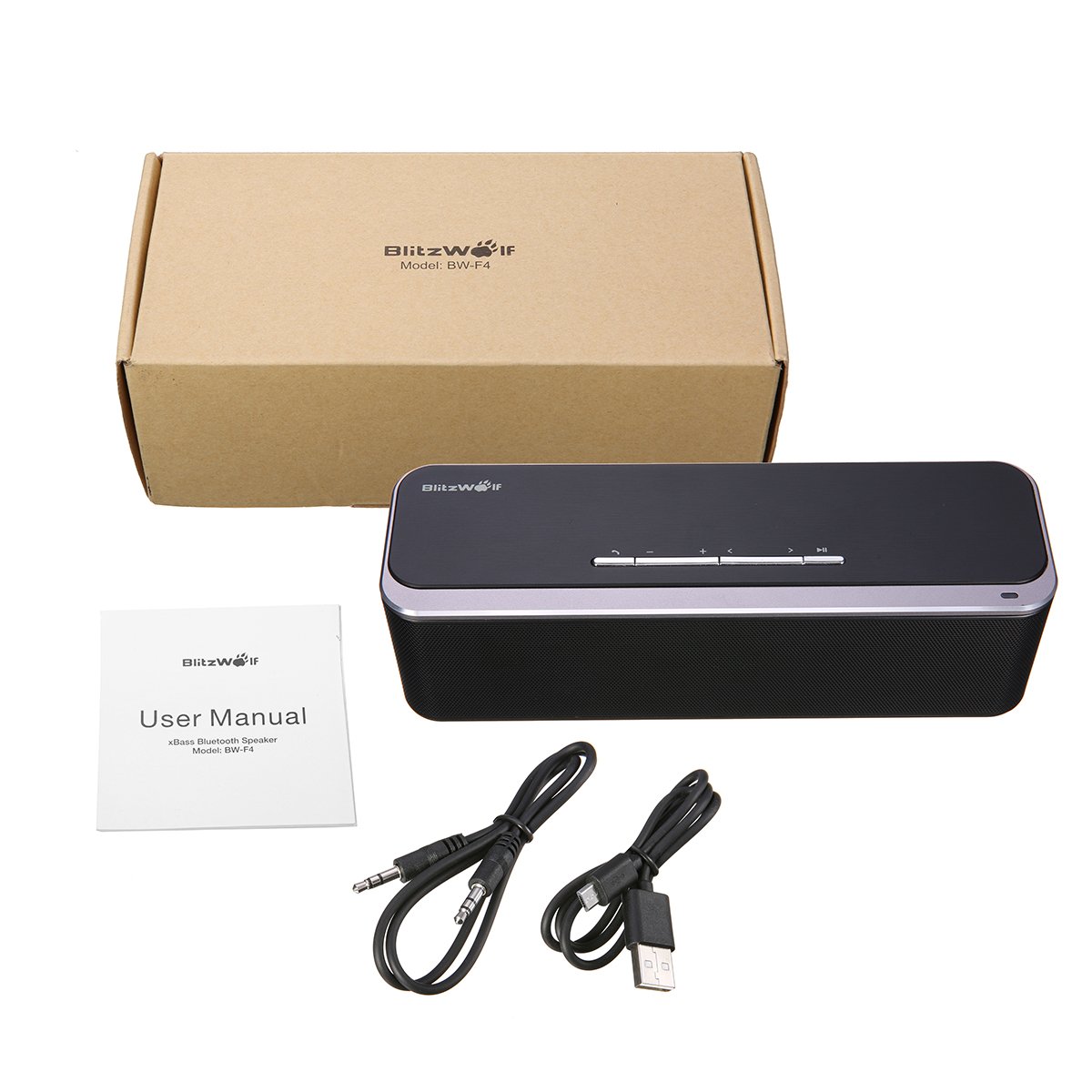 Altavoz Bluetooth Inalámbrico, BlitzWolf Max Bass 20W Subwoofers Pasivos Estéreo Premium Altavoz Portátil Inalámbrico para Exteriores con Micrófono, Entrada AUX, Hecho de Metal