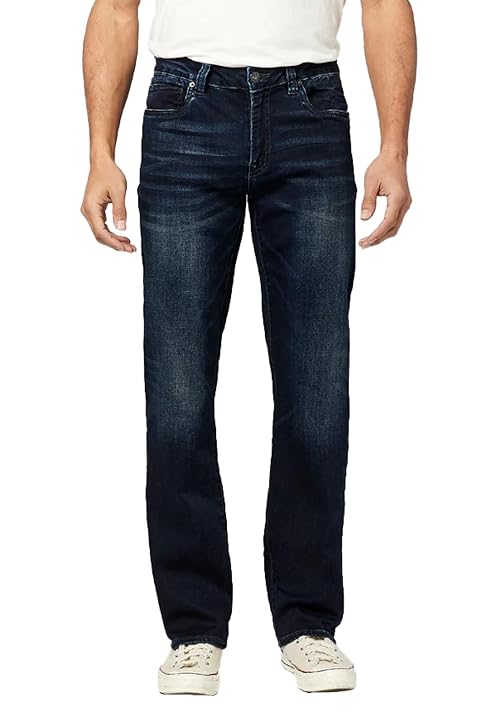 Buffalo David Bitton Men's Relaxed Straight Driven Jeans, Authentic and Deep Indigo, 38w x 32L