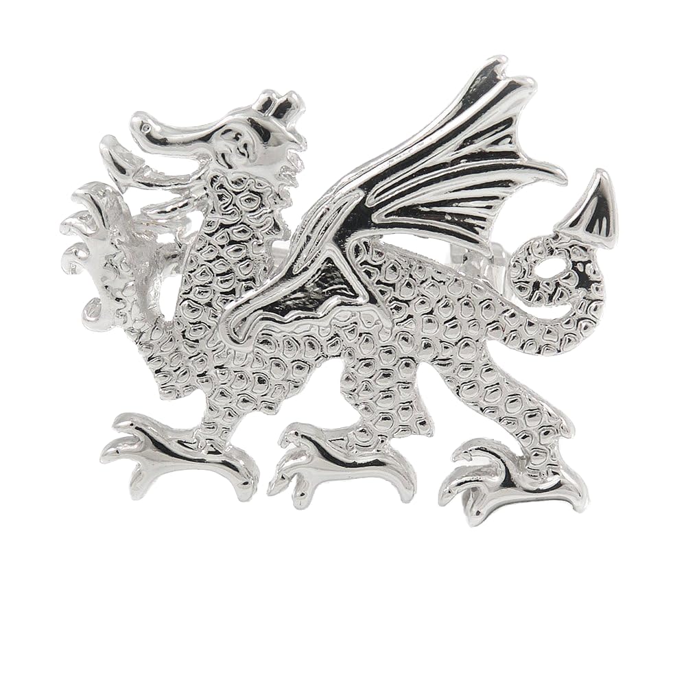 Small Textured Dragon Brooch In Rhodium Plated Metal - 26mm Across