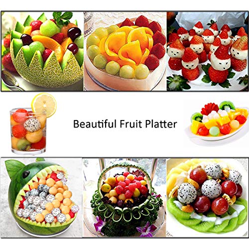 YOBAYE Melon Baller Scoop Fruit Carving Knife Apple Pear Corer Seed Remover Tool-3 Piece Stainless Steel Fruit Tool Set