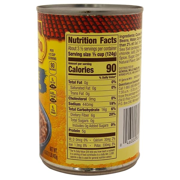 OLD EL PASO FAT FREE REFRIED BEANS, 16 OZ.