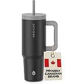 GROSCHE ASPEN 40 Ounce Tumbler with Handle and Straw. Extreme Insulation, Classy Design, Built To Last, Insulated Stainless Steel Tumblers with Handle, Lid and Straw - 40 fl. oz, Black