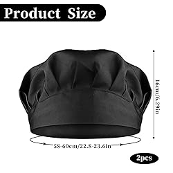 TIESOME 2PCS Chef Hat Adjustable Elastic Baker