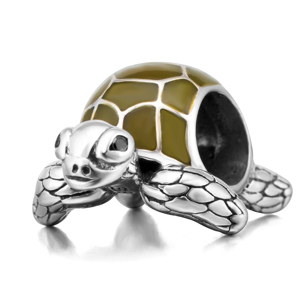 Sea Turtle Charm 925 Sterling Silver Tortoise Charm Animal Charm for Pandora Charm Bracelet (A)