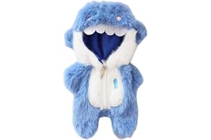 LEMPEFE Clothes for Doll(NO Doll) - Handcrafted Crochet Blue Shark Bodysuit for 17cm Doll, Premium Outfit with Accessories, Stylish labubu Clothes for Doll (Style B)
