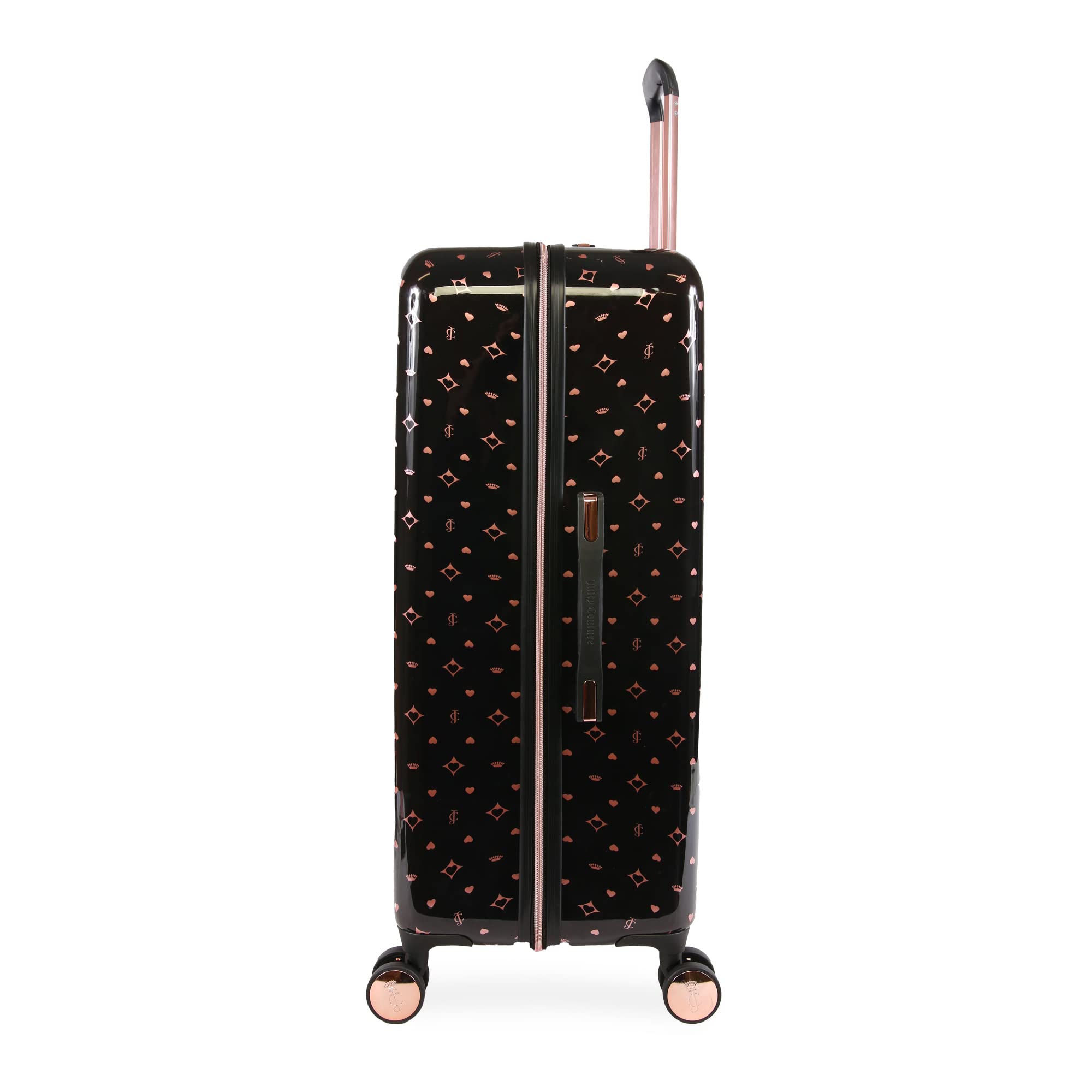 Juicy Couture Women's Arwen Spinner Luggage, Black/Rose Gold, 2pc Set
