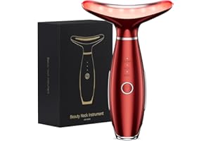 Ihelol Neck Face Massager, 3 Colour Modes and Vibration Facial Massager, Face Sculpting Tool for Double Chin and Skin Care (Red)