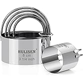 HULISEN Biscuit Cutter Set (5 Pieces/Set), Round Cookies Cutter with Handle, Professional Baking Dough Tools, Gift Package