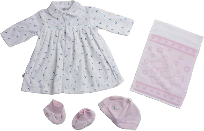 Amazon Co Jp ベビー服 ダックビル ベビーワンピースドレス タオル 帽子 ルームシューズのセット 秋冬新生児 3ヶ月 出産祝いギフト No 005d 服 ファッション小物