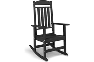 SOINMTY Outdoor Rocking Chairs, All Weather High Back Porch Rocking Chairs, Patio Rocker with High Back & Armrest for Porch, 