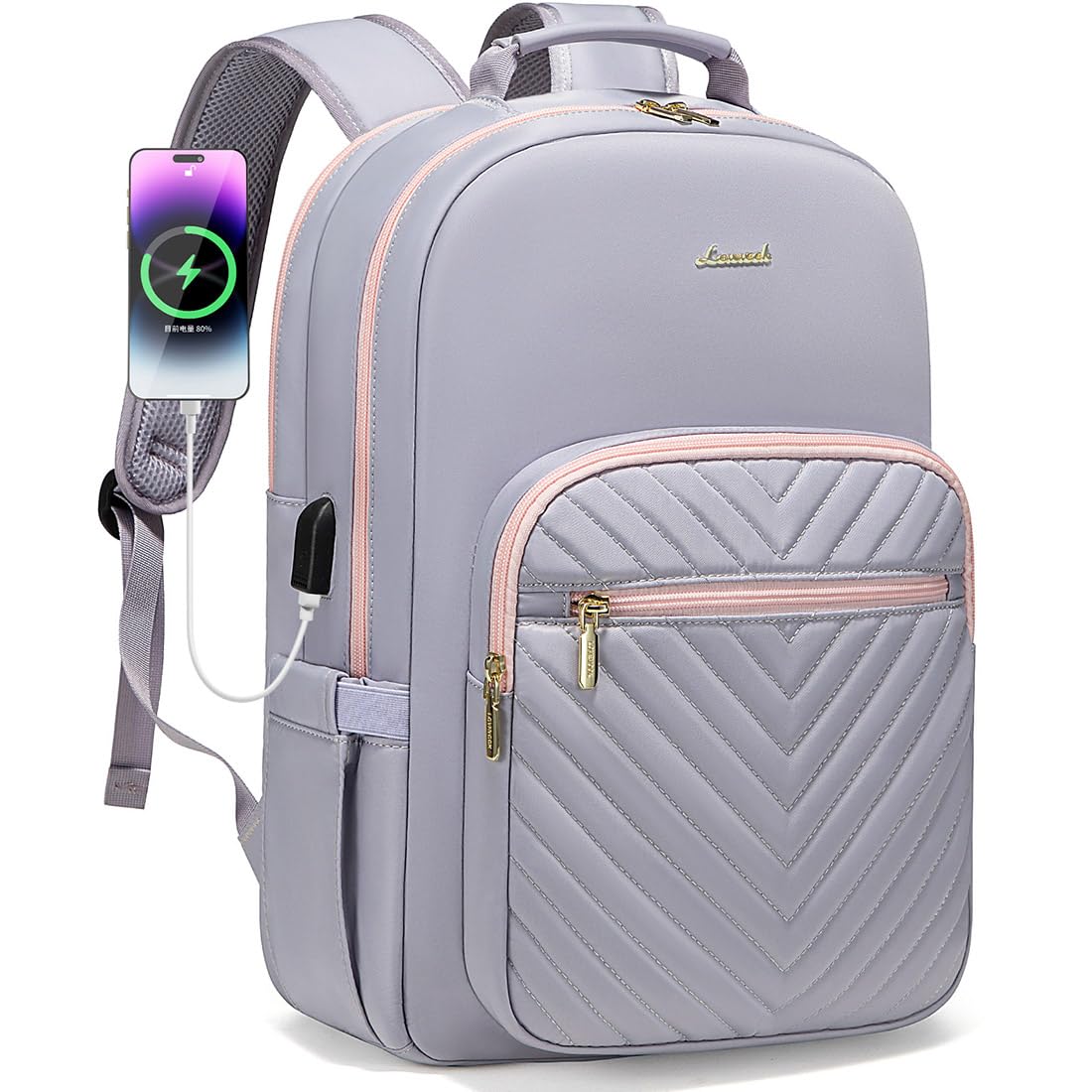 Photo 1 of ***DIRTY**LOVEVOOK Laptop Backpack for Women 15.6 inch,Cute Travel Carry on Backpack Purse,Professional Computer Bag,Waterproof Work Business College Teacher Bag with USB Port,Grey Pink