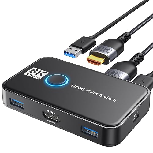 Cavo Kvm 2 Porte Usb Fhd Hdmi Switch KVM Switch 2 Porte Con Cavi USB E HDMI - Per Collegare 2 PC A Un Solo Monitor, Tastiera E Mouse
