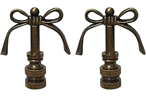 ROYAL DESIGNS, INC. Royal Designs Bow Tie Design 2" Lamp Finial (Antique Brass - 2 Pack)