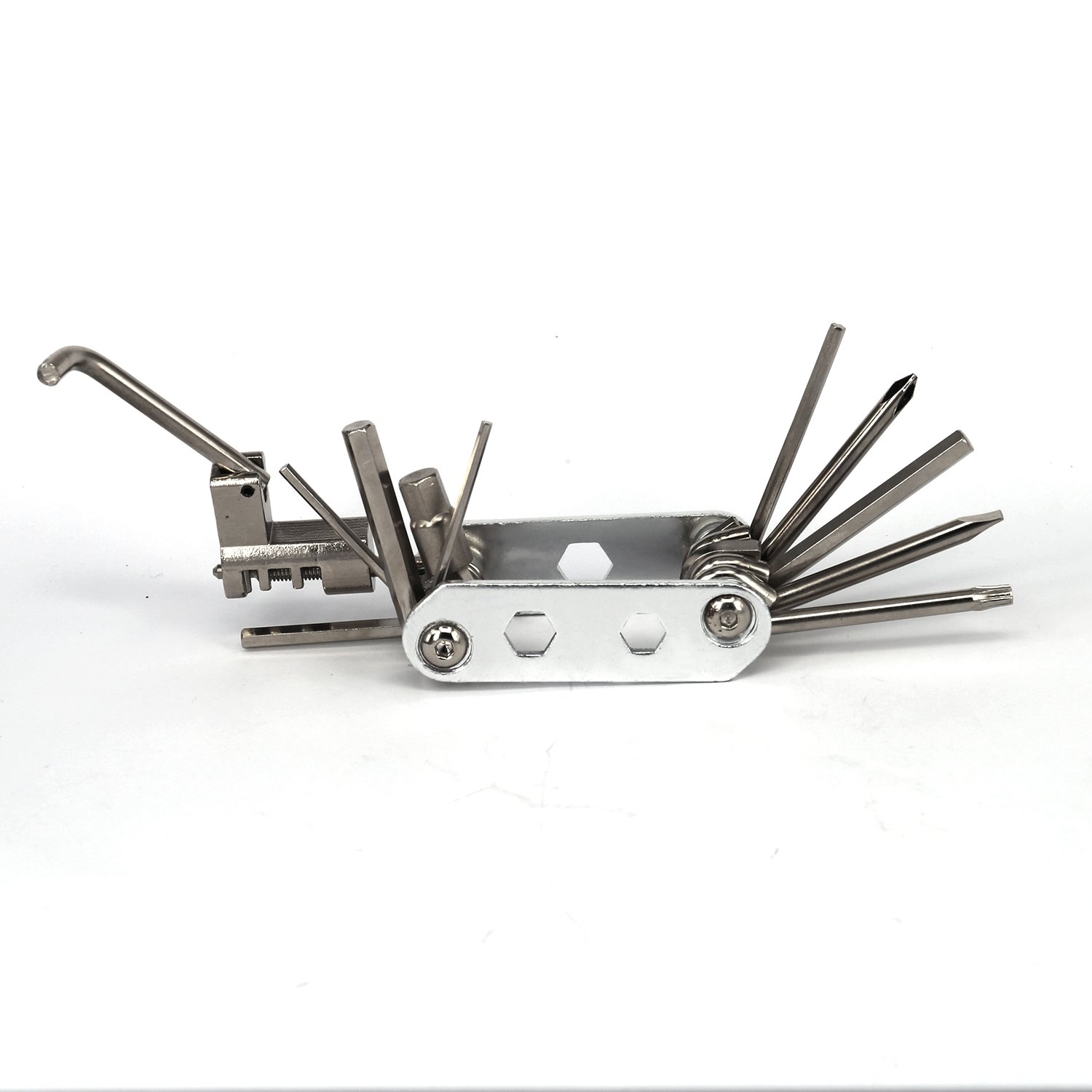 Portable Bike Bicycle Cycling Mechanic Repair Tool Kit- 14 in 1 Multi-function-Silver-SCS ETC