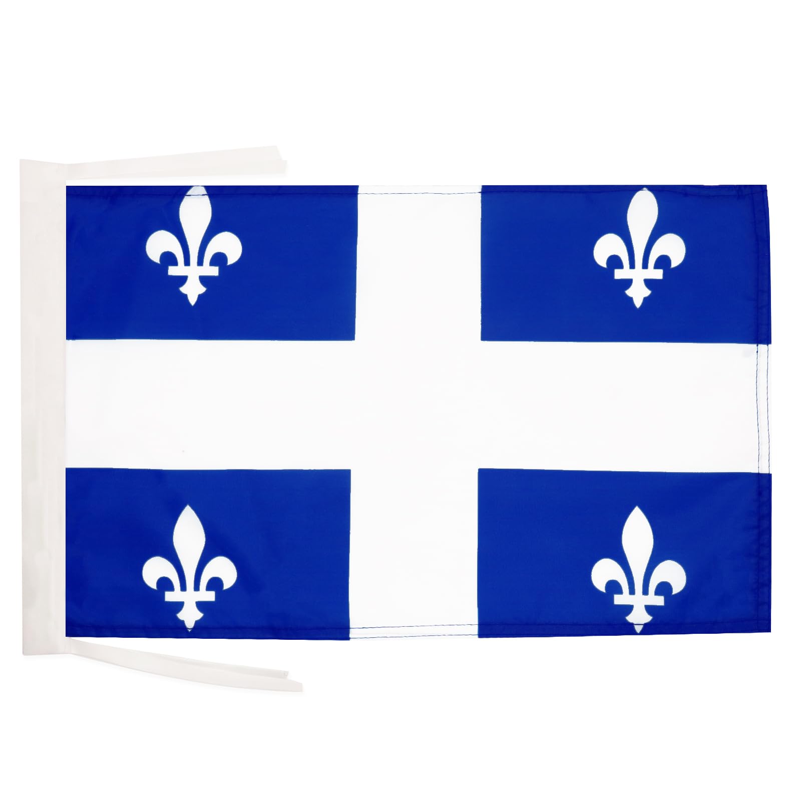 AZ FLAG - Quebec Flag - 18'' x 12'' - 100% Polyester Canada - Canadian region of Quebec Small Banner with Two Cords - Fade Resistant - Vivid Colors - 18x12 in - 45x30 Cm — image 1