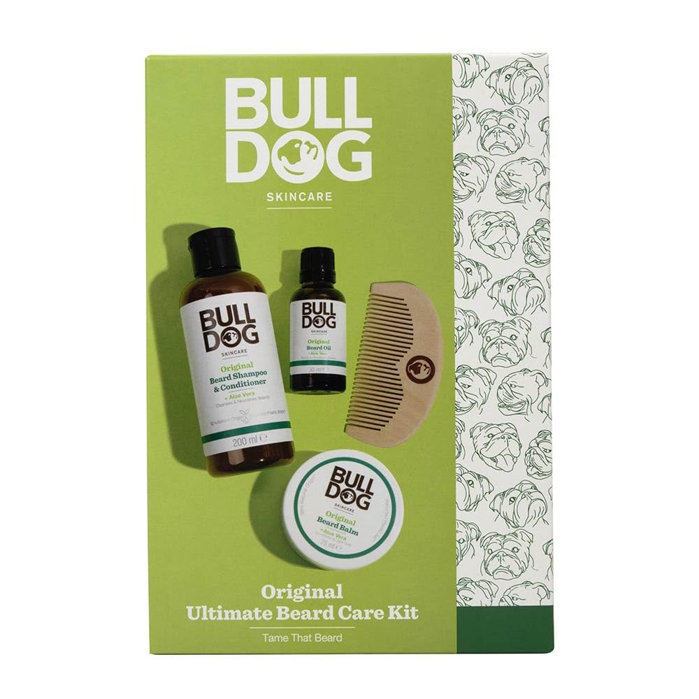 BULLDOG SKINCARE - Ultimate Beard Care Giftset for Men | Beard Shampoo & Conditioner, Beard Balm, Beard Oil and Comb