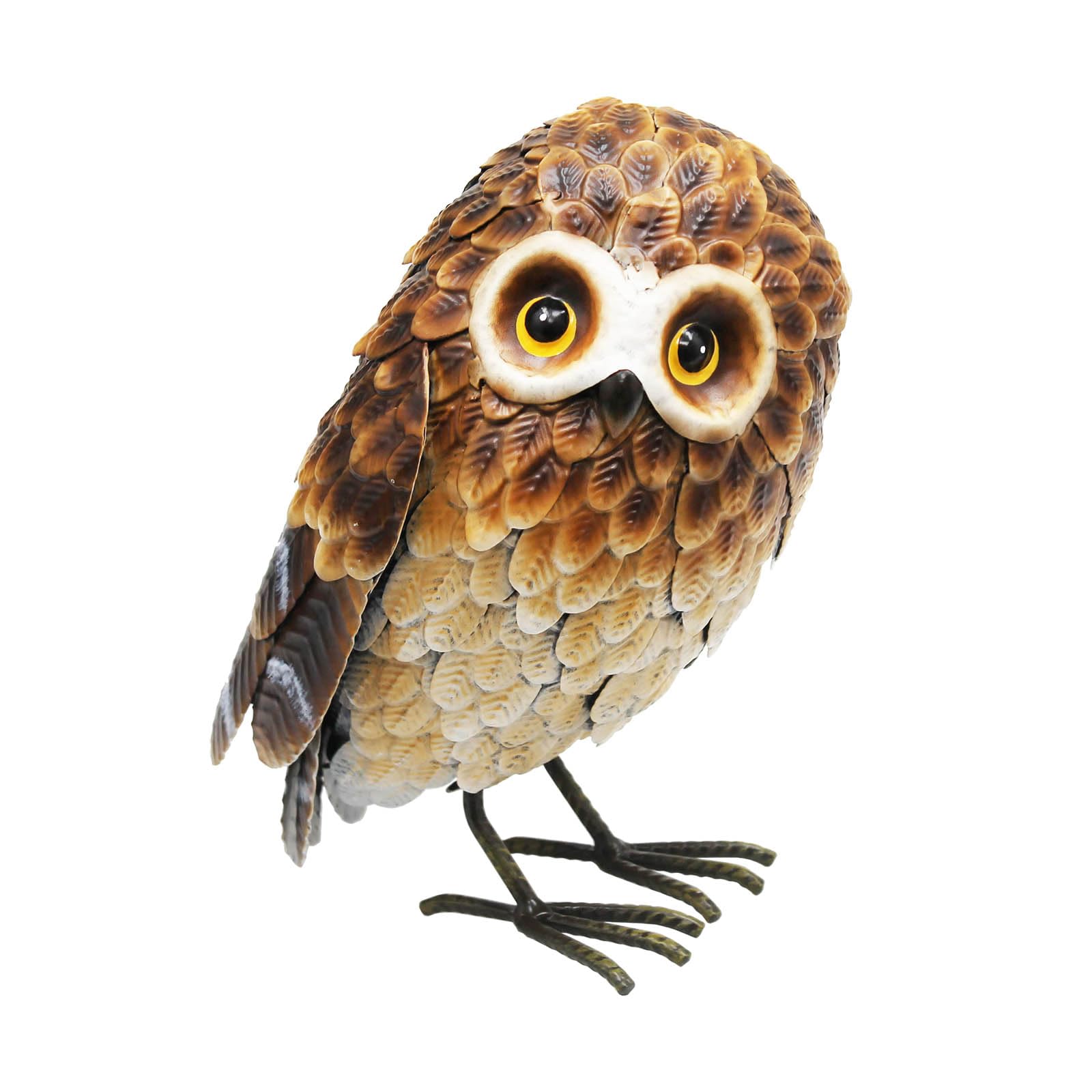 Primus Small Standing Metal Brown Owl, Size: 28cm x 20cm x 13cm