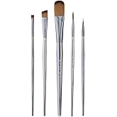 Royal & Langnickel Zen 5pc Standard Handle Brush Set, Includes - Oval Wash, Angular, Round, Chisel & Liner Brushes