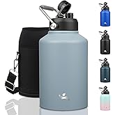 Konokyo 1 Gallon Jug with Handle,128 oz Insulated Water Bottle with Carrying Pouch, Double Wall Vacuum Stainless Steel Metal Bottle,Storm Blue