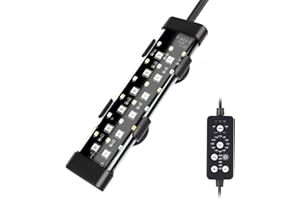 hygger Submersible LED Aquarium Light, 8W 7 in 24/7 Mode Fish Tank Light with 5 Rows Beads, with Timer 9 Colors and Adjustable Brightness, Full Spectrum IP68 Waterproof Light for Fish Tank 8-17 inch
