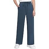 Weintee Women's Petite Wide Leg Sweatpants Cotton Pants with Pockets