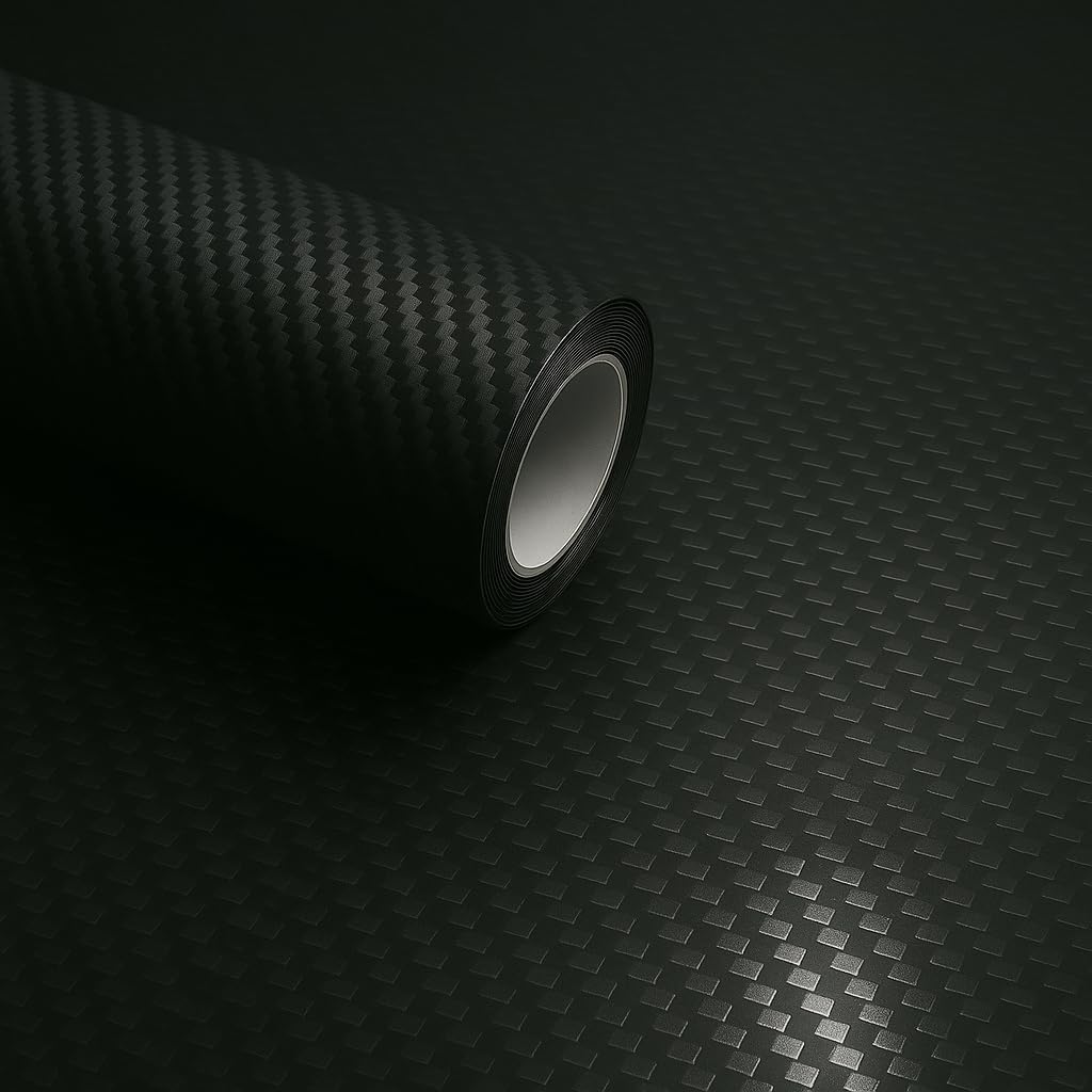 Photo 1 of RockRose 3D Matte 3D Black Carbon Fiber Vinyl Wrap, Anti-Wrinkle, Air Release Automotive Bubble Wrap, Self Adhesive Car Vinyl Sticker DIY Decals 1FT x 10FT