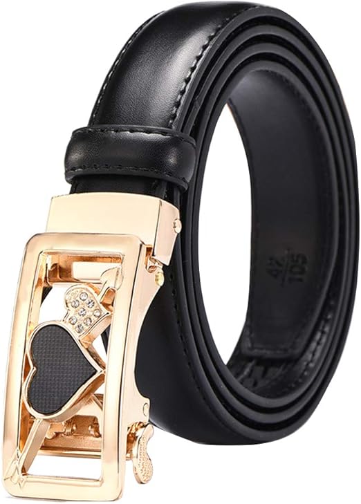 Women Belt Ratchet Leather Slide Belts for Women Jeans with Heart