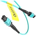 Karono MPO/MTP to MPO Fiber Cable 12 Fibers Female, 3.3 ft (1M), 40GbE, 40GBASE-SR4, OM3 Multi-Mode, Type B Fiber Optic Cable, for QSFP+Transceivers MTP Compatible Application, Aqua