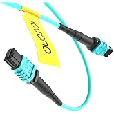 Nissin Japan Connectors 3.3 ft MPO/MTP Fiber Cable 12F Female OM3 Type B | High‑density Type‑B Multi-mode 12‑fiber Pinless MPO to MPO Patch cord, LSZH Jacket for Datacenter Network Cabling