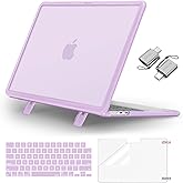 MOSISO Compatible with MacBook Air 13 inch Case 2026 2025-2022 M4 A3240 M3 A3113 M2 A2681, 4 in 1 Seamlessly Closes Crack-Resistant Hard Shell with Kickstand for MacBook Air 13.6 Case, Purple