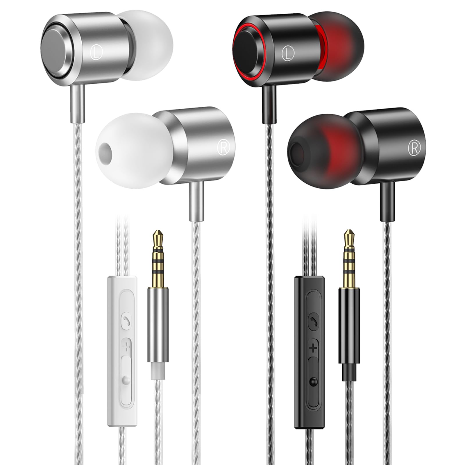 Photo 1 of 2 Pack Wired Earbuds with Microphone, In-Ear Headphones Wired with Noise Blocking &Volume Control, Premium Sound& Lightweight Corded Earphones for Laptops, Tablets, MP3 & Most 3.5mm Interface Devices