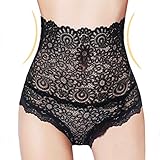 Eve's Temptation Corey High-Waisted Panties Slimming Floral Stretchy Lace Sexy Lingerie Underwear for Women Black Large