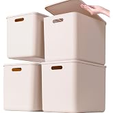 GUMEIGODA Plastic Storage Bins with lids,Storage Baskets,Container with handle,Storage Organizer Bins for Shelves,Office,Bedrooms,Closets, Cabinets(Grey，4XL)