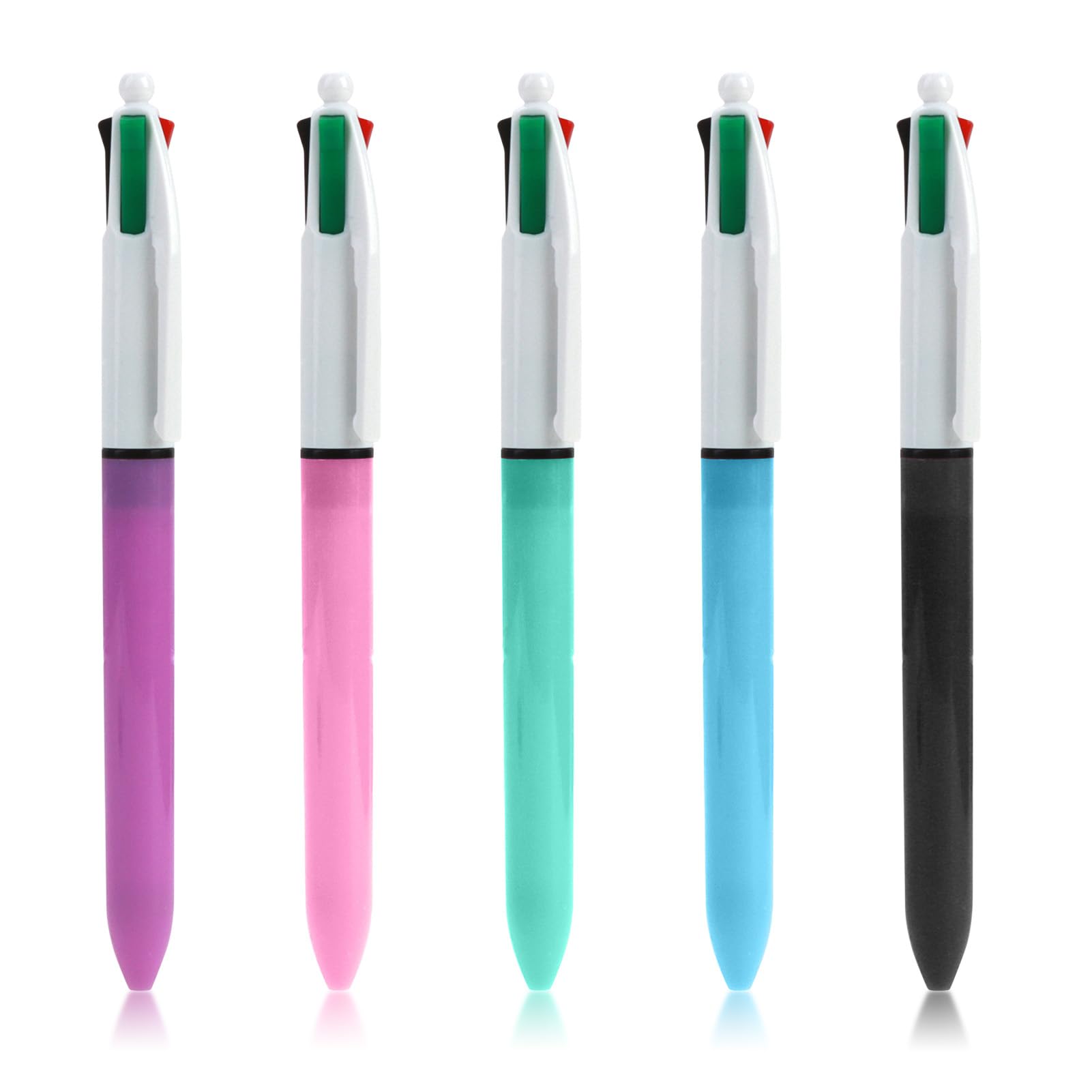 Clydewy 4 Colour Pens All-In-One Multicolour Pen 5Pcs Press Plastic Coloured Multi Ballpoint Pen Writing Ball Point for Office Study Multipack 4 in One Pack of Pens Stationery Supplies Set