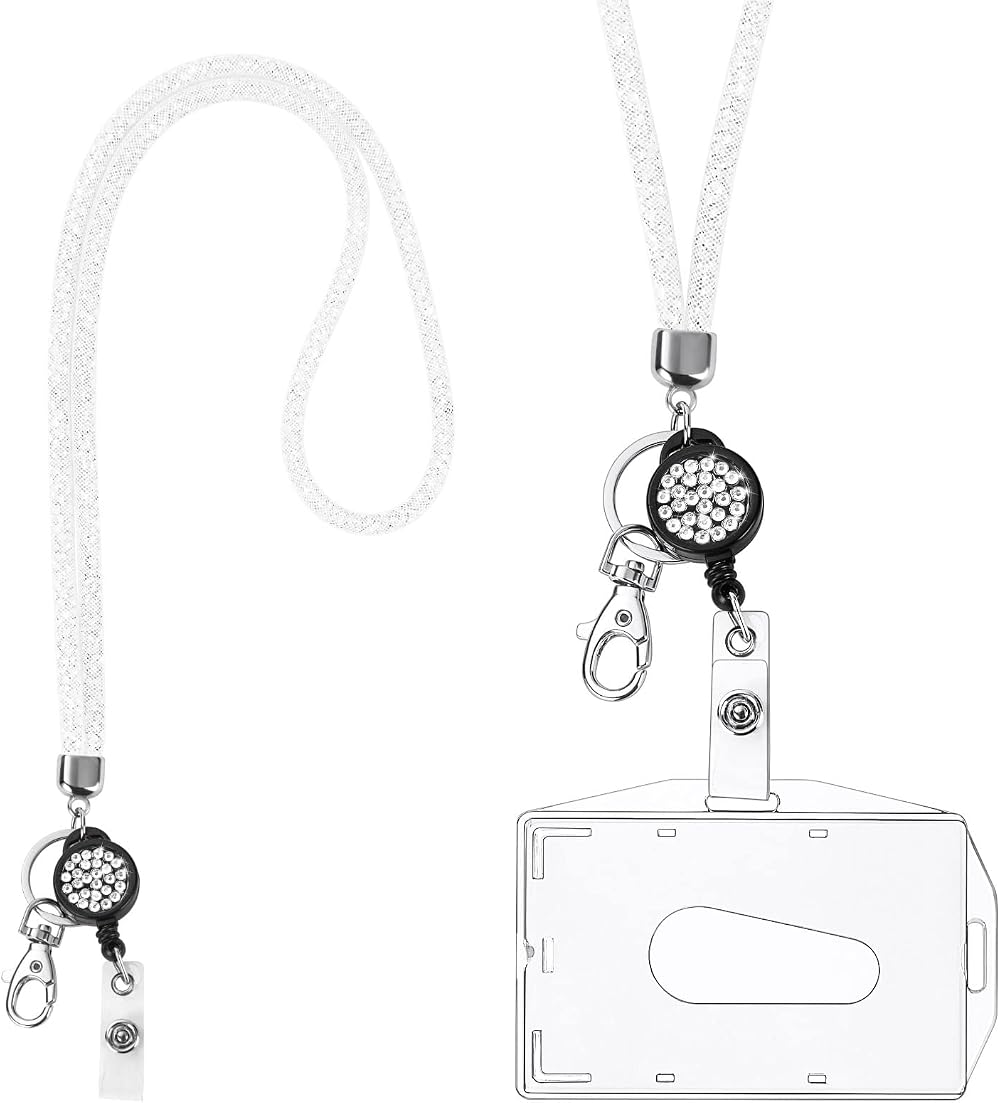 Vicloon Victorini Crystal Transparent Card Holder with Lanyard Set White