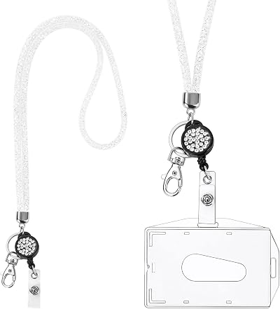 Vicloon Victorini Crystal Transparent Card Holder with Lanyard Set White