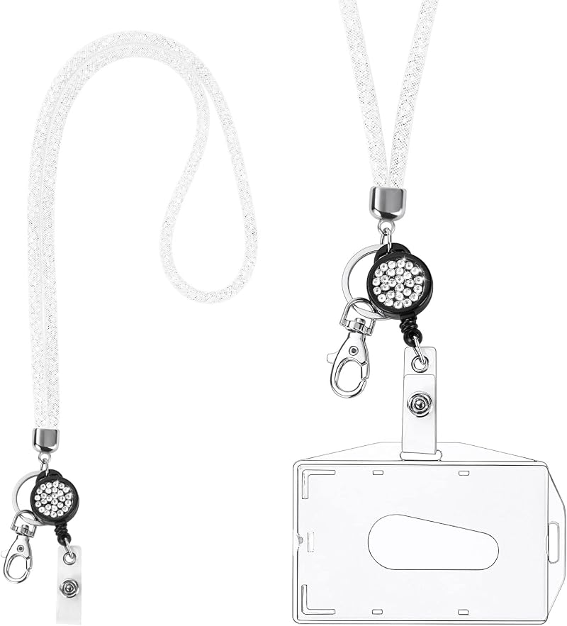 Vicloon Victorini Crystal Transparent Card Holder with Lanyard Set White