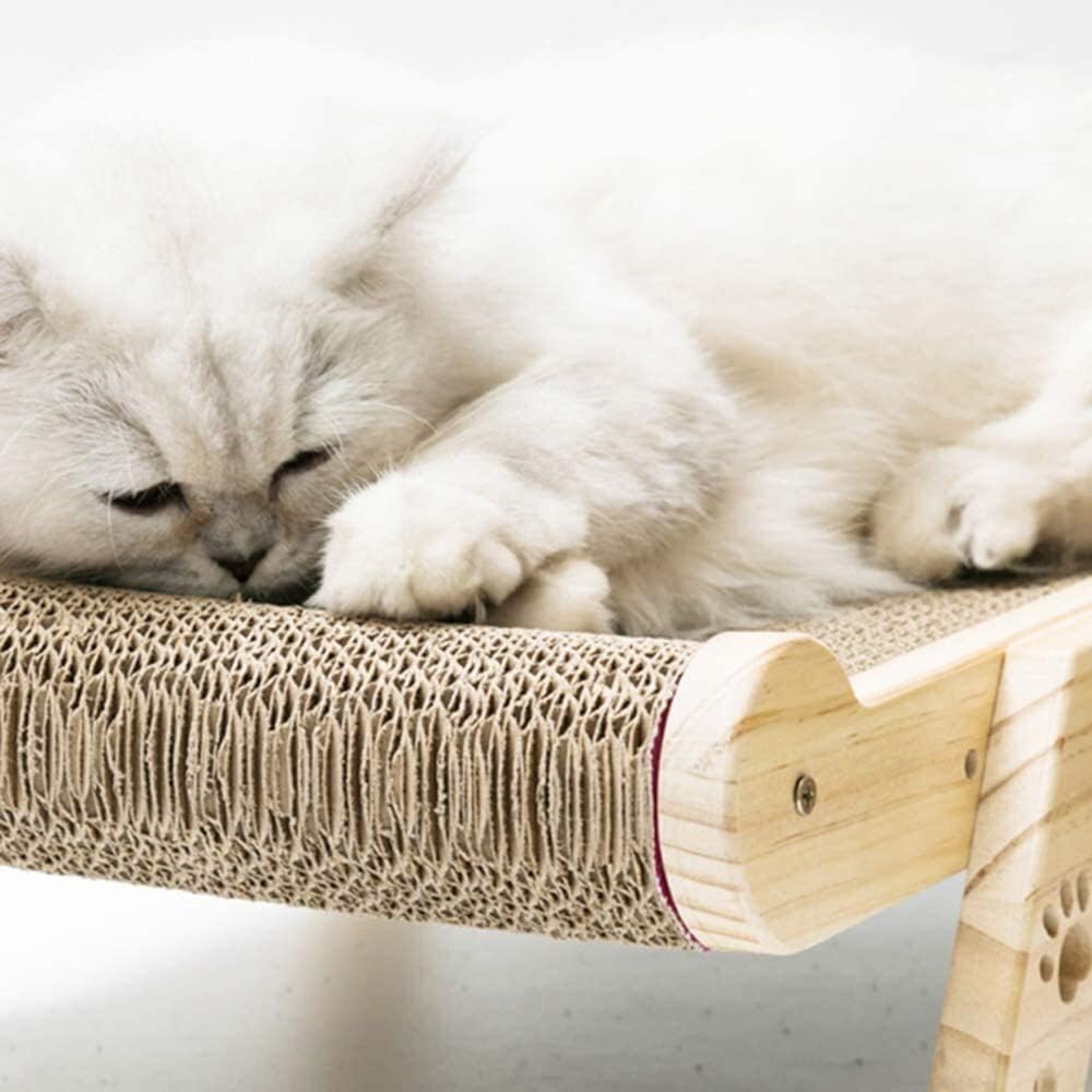APcjerp Solid Wood Cat Scratcher Horizontal and Vertical Corrugated