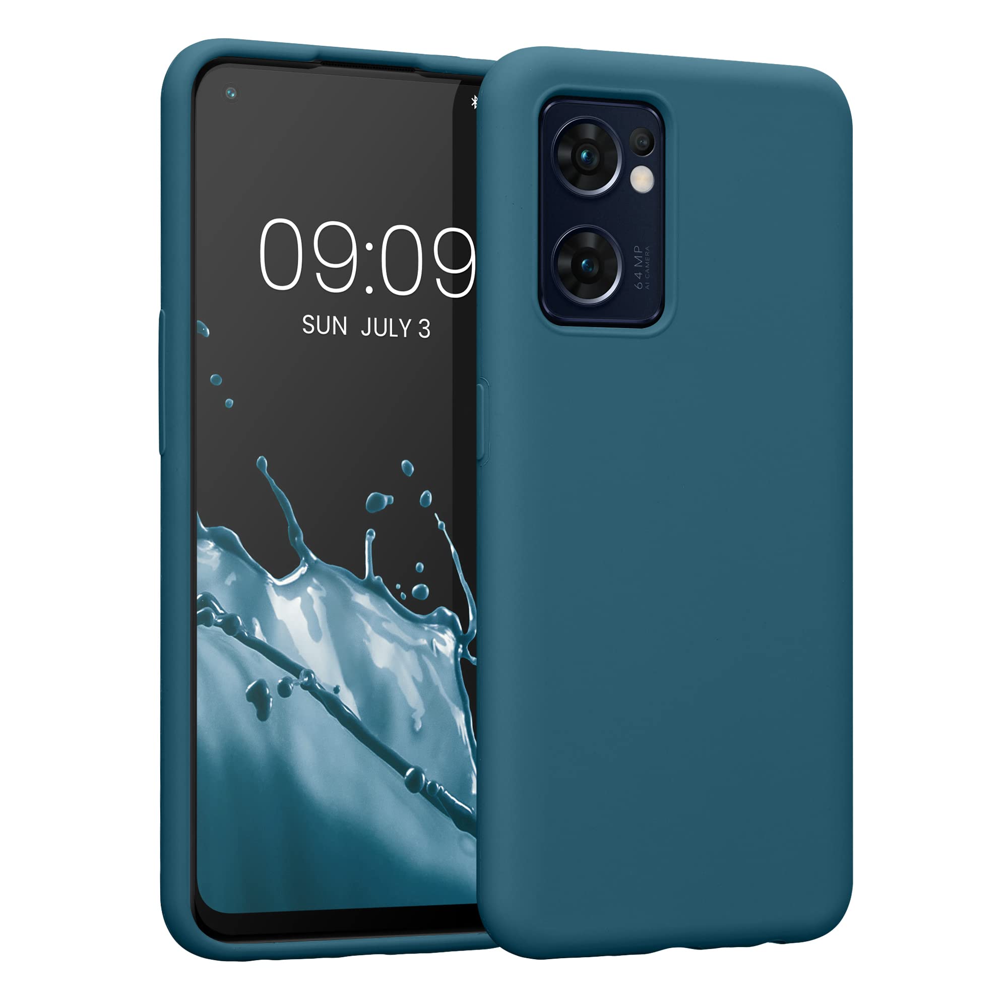 kwmobile Case for Oppo Find X5 Lite Case - Soft Cover - Shockproof Silicone - Wireless Charging Teal Matte