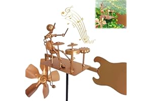 GENERIC Handmade Metal Drummer Windmill, Garden Rock Band Windmill, Wind-Powered Kinetic Garden Spinner, Percussionist Music Figurine for Yard, Lawn, Patio Decor - Rockin' Art Statue Outdoor Gift