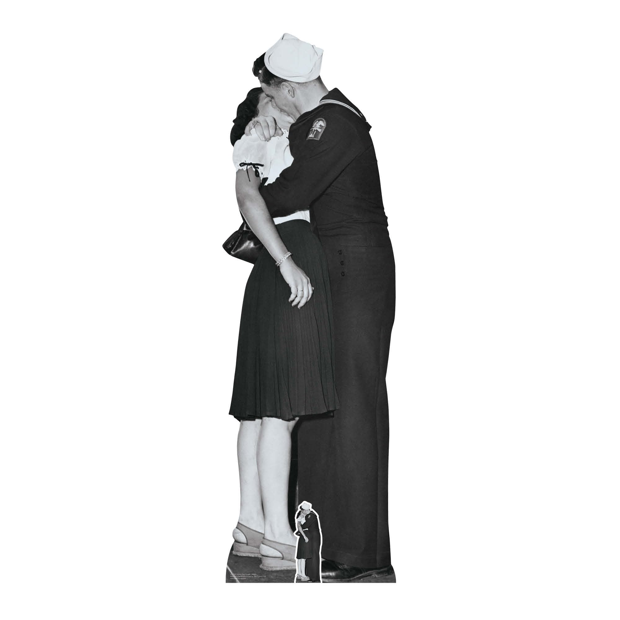 Star Cutouts SC1554 Victory VE Day Couple Kissing (Black and White) Lifesize Cardboard Cutout - Ideal for Displays, Events & VE Day Celebrations Height 184cm Width 58cm