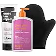 b.tan Clear Self Tanning Gel & Exfoliating Kit | Glow Your Own Way + Erase Tan Repeat Bundle - 1 Hour Express, Transfer-Resistant Dark Fake Tanner, 2-in-1 Exfoliator Scrub & Body Wash with Mitt