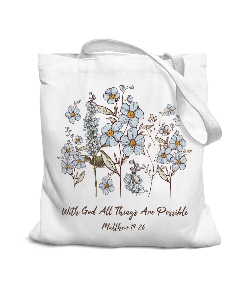 Photo 1 of ***2 BAGS INCLUDED***SZERE Bible Christian Gifts Floral Canvas Tote Bag for Women Teens Teen Girls, Bible Tote Bags for Women, Cute Small Work Travel Shopping Tote Bags Grocery Reusable Bags***2 BAGS INCLUDED***