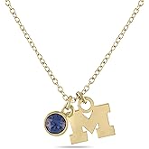 Stone Armory Michigan Wolverines Gifts - 18k Gold Plated M Necklace With Crystal - Hypoallergenic and Adjustable 16-20in - University of Michigan Gold Jewelry
