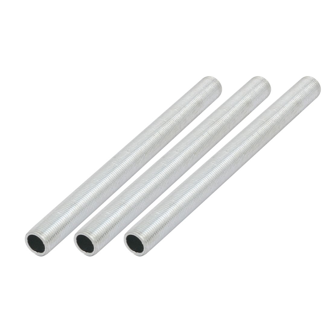 Sourcingmap Lamp Pipe Nipple, M12 Thread 140mm Length Hollow Lamps Repair Part Hardware for Lamp Lights, Zinc Alloy Silver Tone, Pack of 3