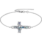 YFN Cross Bracelet Sterling Silver Religious Cross Bracelet Jewelry Gift for Women Men